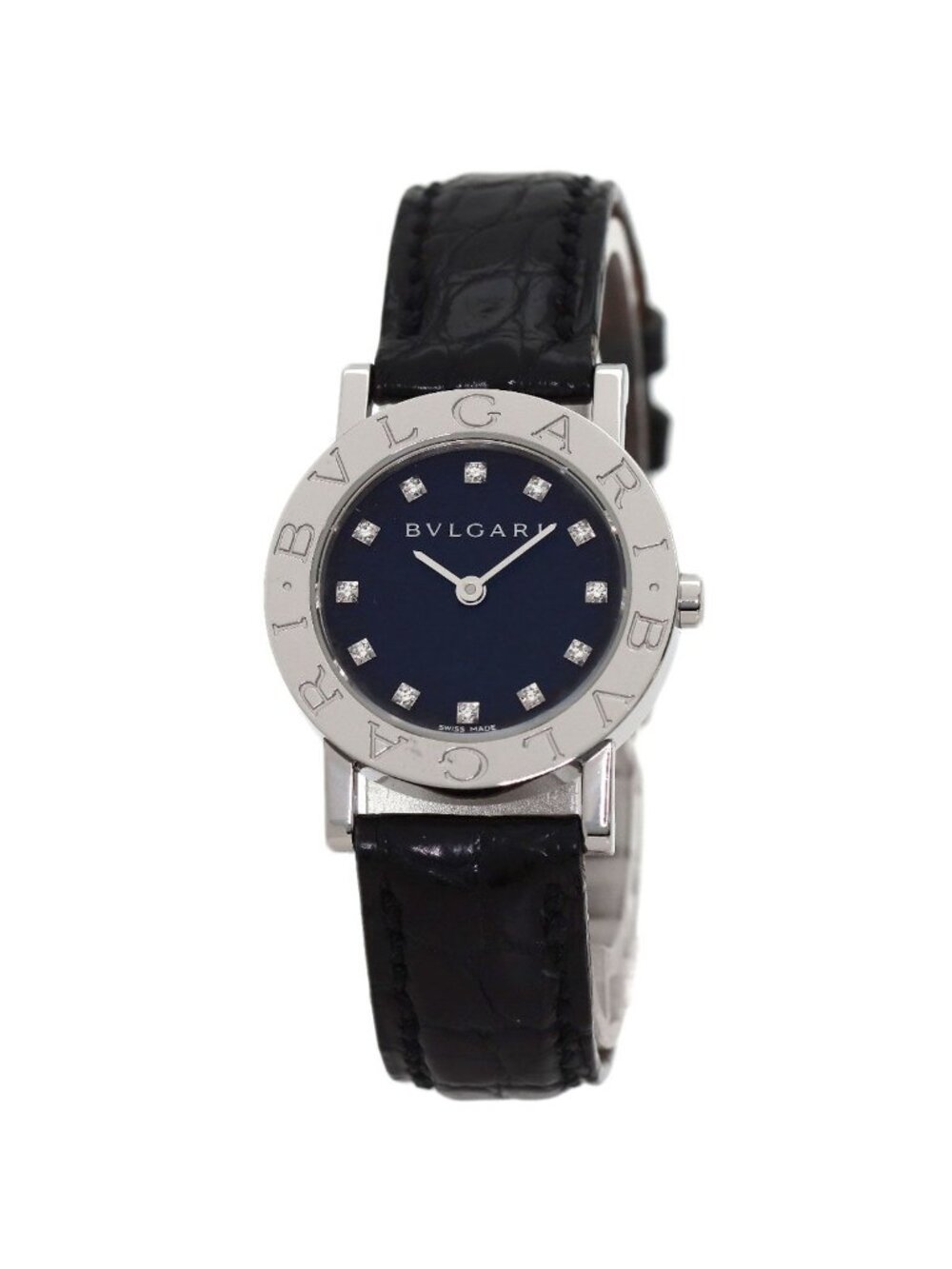 Bvlgari 12 Diamond Watch SS Leather